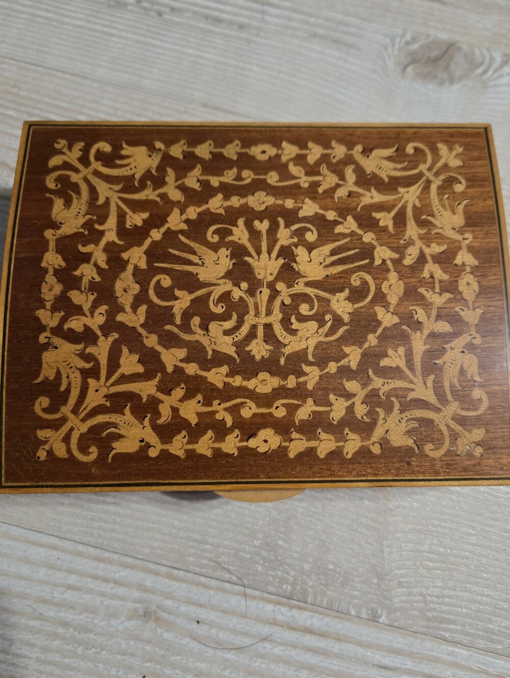 Vintage Thorens Inlaid Wooden Music Jewelry Box